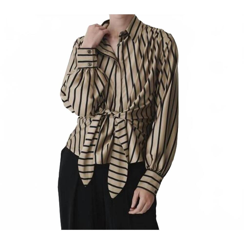 NEW KARMAMIA lee shirt in tan stripe